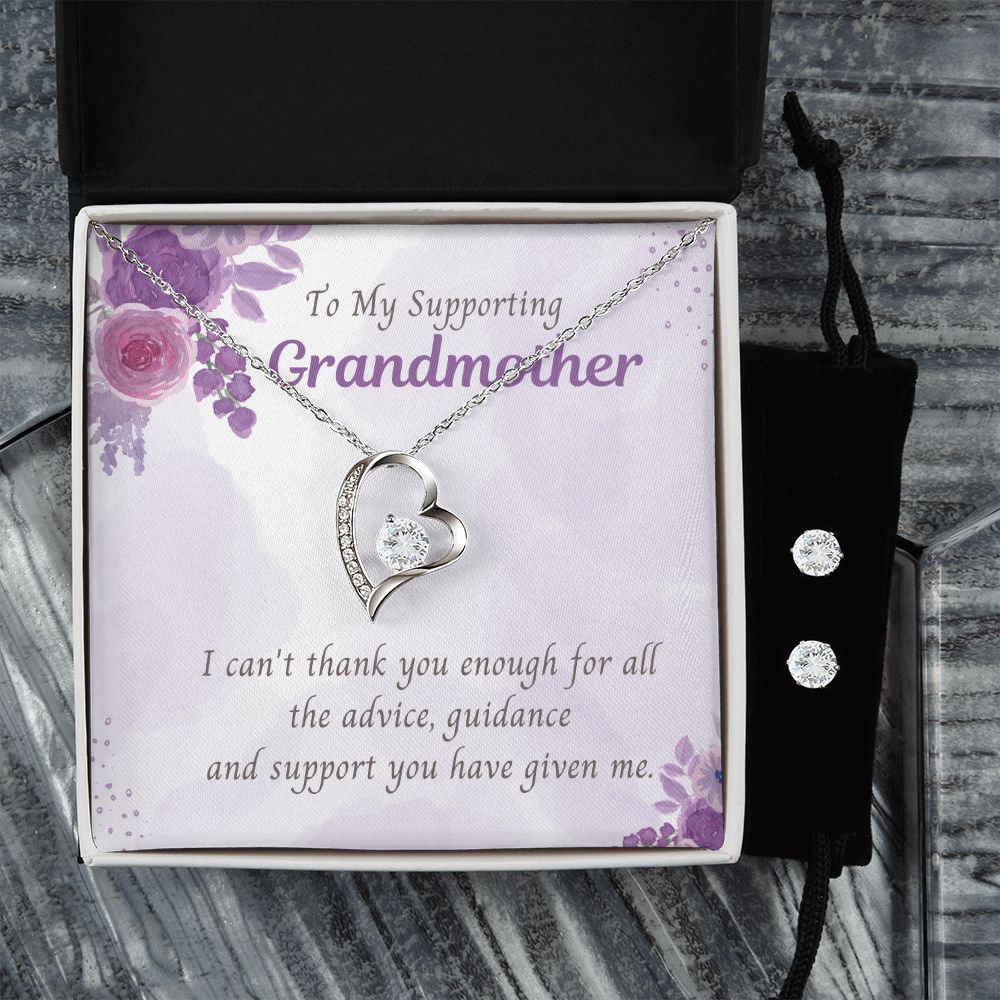 To My supporting Grandmother,  Forever Love Necklace and Cubic Zirconia Earring Set