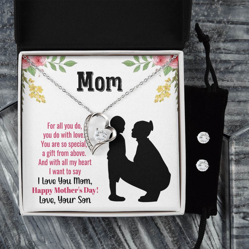 Mom you are so special Forever Love Necklace and Cubic Zirconia Earring Set