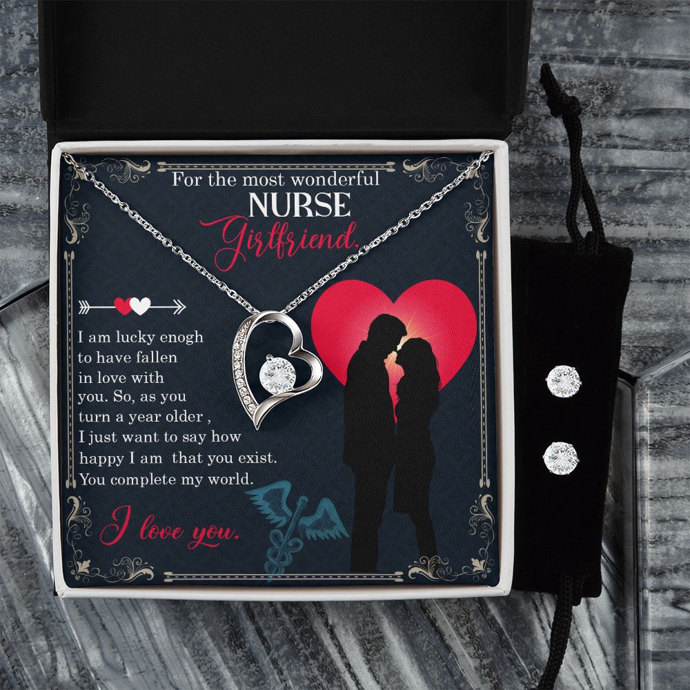 For the most wonderful nurse girlfriend Forever Love Necklace and Cubic Zirconia Earring Set