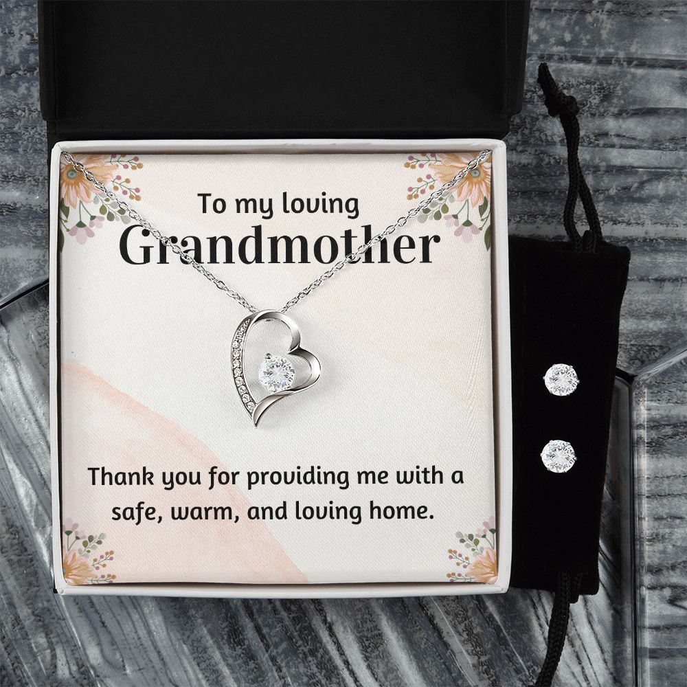 46 Forever Love Necklace and Cubic Zirconia Earring Set