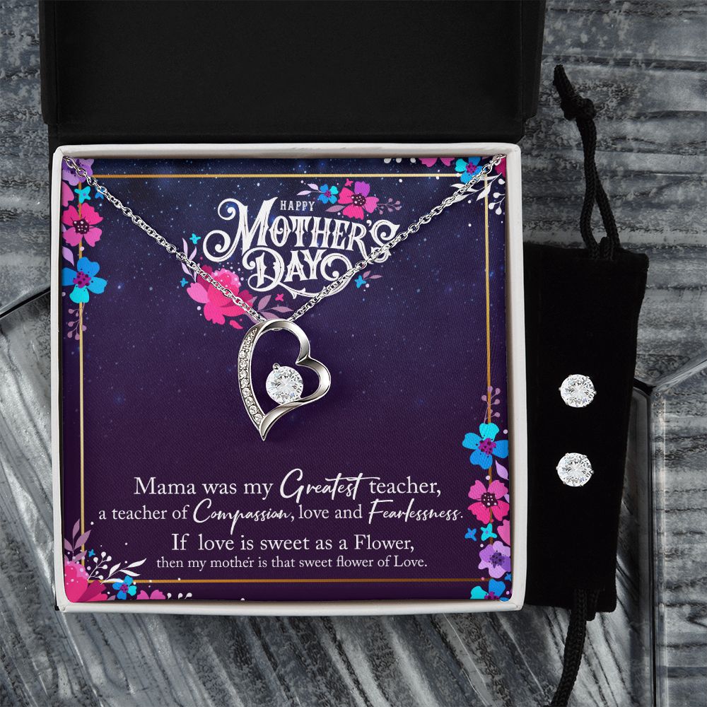 Mothers Day Forever Love Necklace and Cubic Zirconia Earring Set