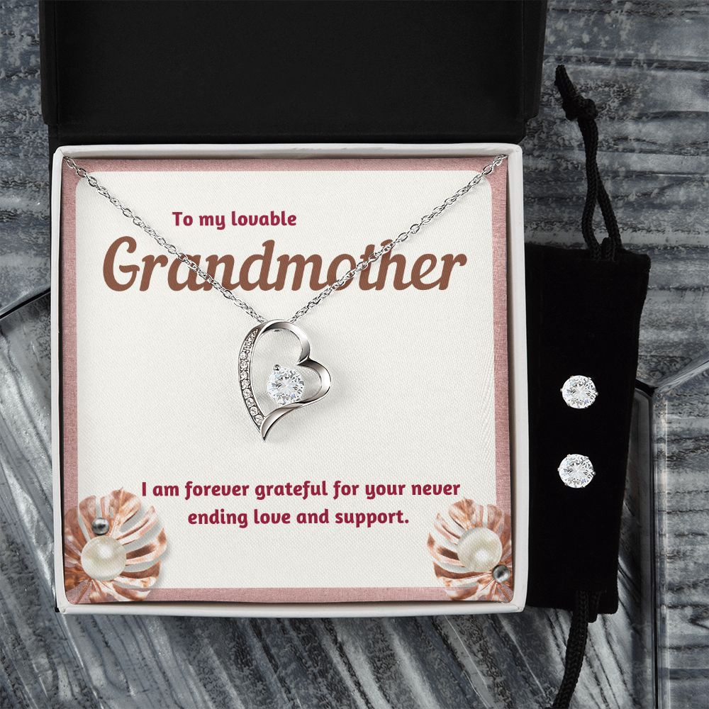 80 Forever Love Necklace and Cubic Zirconia Earring Set