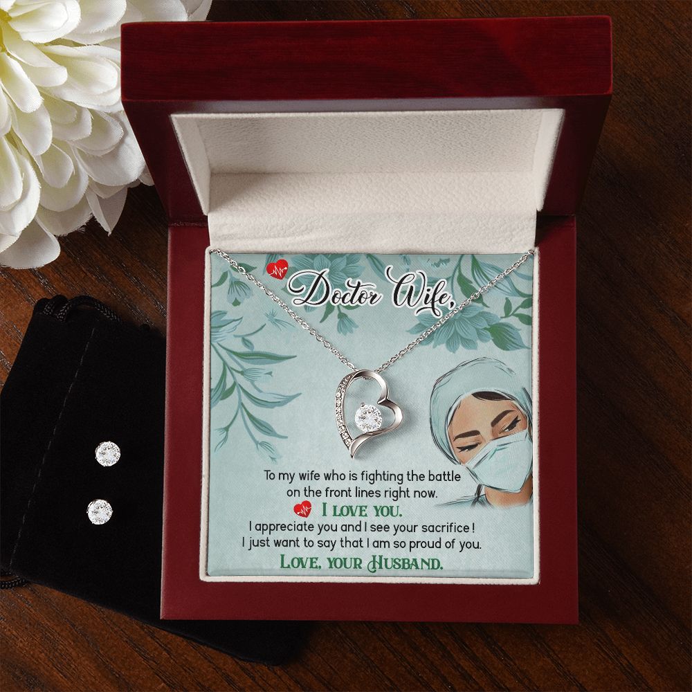 Doctor wife  Forever Love Necklace and Cubic Zirconia Earring Set