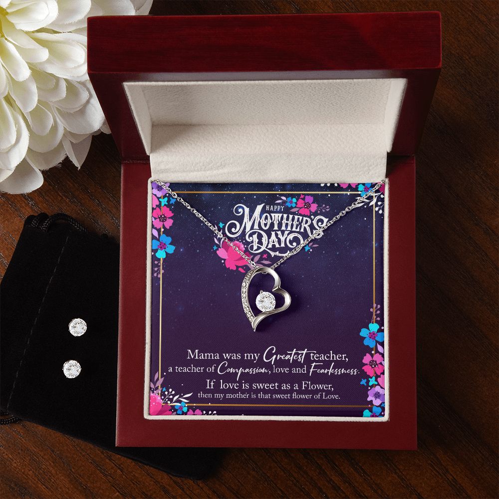 Mothers Day Forever Love Necklace and Cubic Zirconia Earring Set