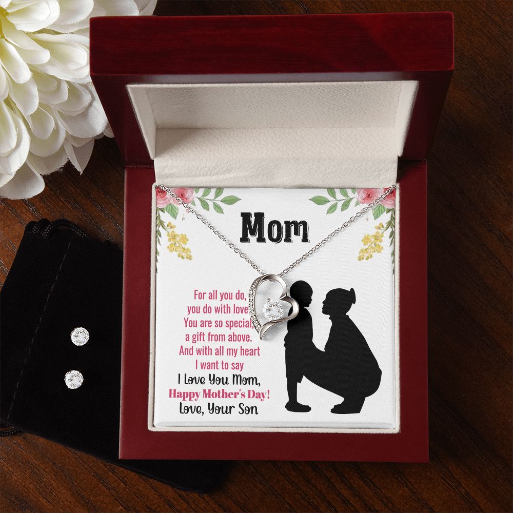 Mom you are so special Forever Love Necklace and Cubic Zirconia Earring Set
