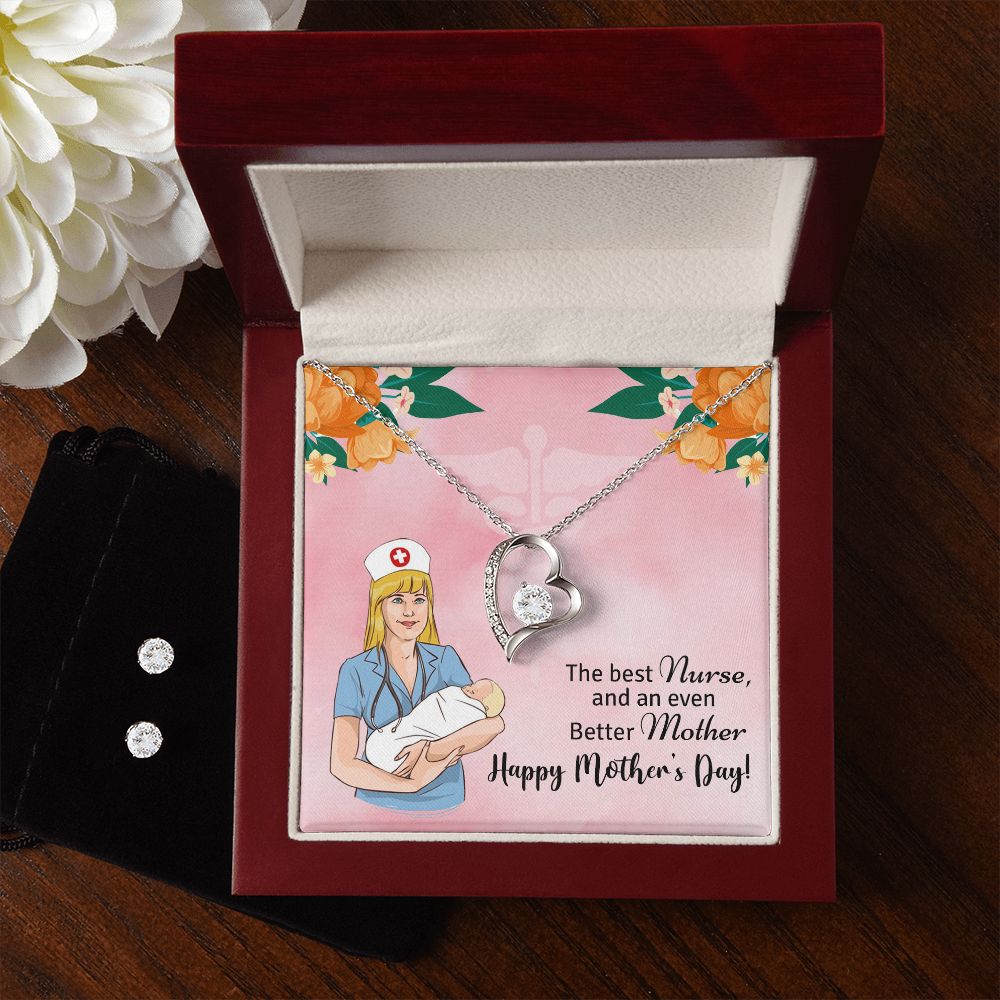 The best nurse and an even better mother - happy mother's day Forever Love Necklace and Cubic Zirconia Earring Set