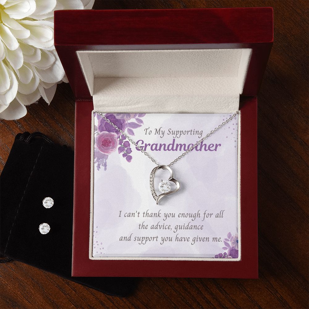To My supporting Grandmother,  Forever Love Necklace and Cubic Zirconia Earring Set
