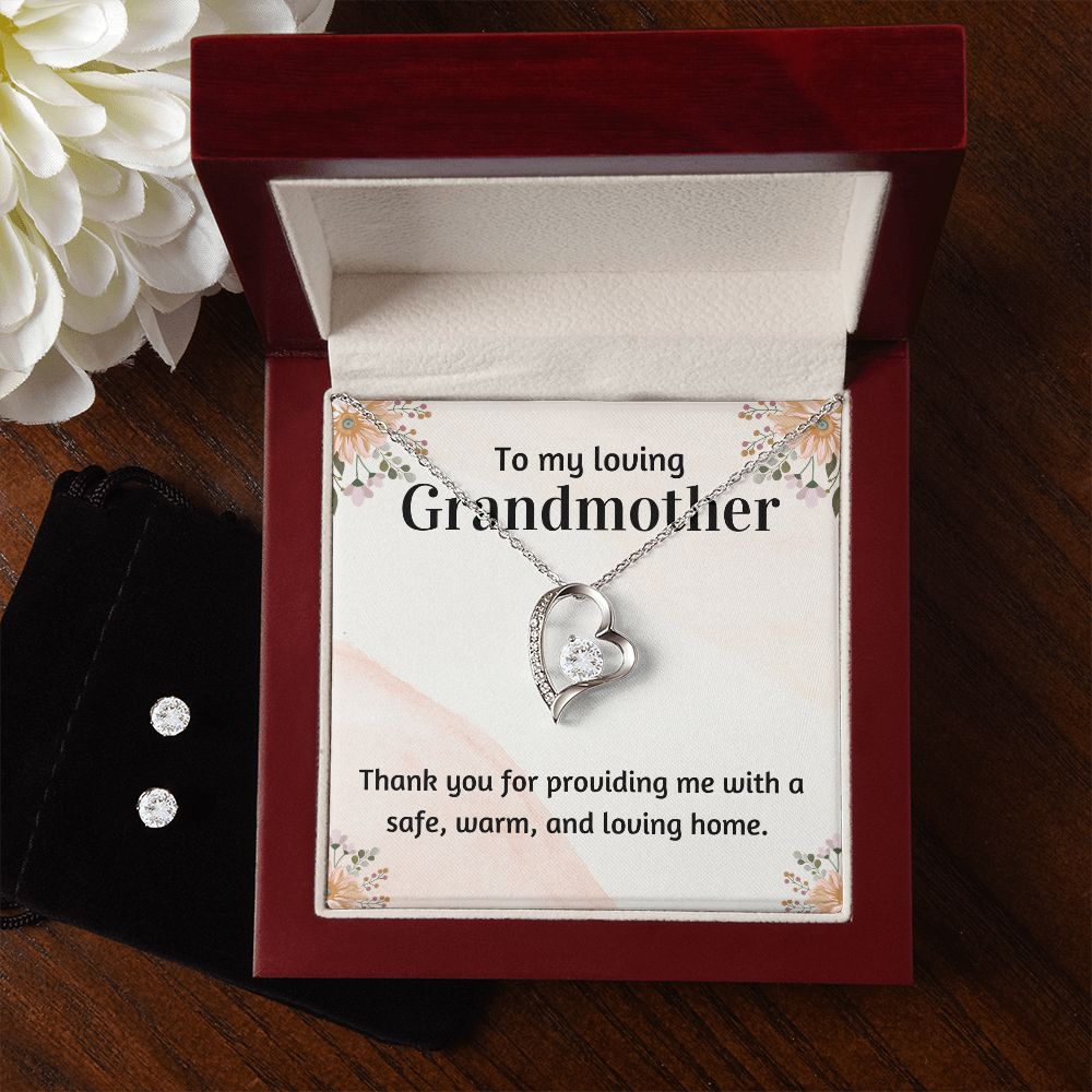 46 Forever Love Necklace and Cubic Zirconia Earring Set