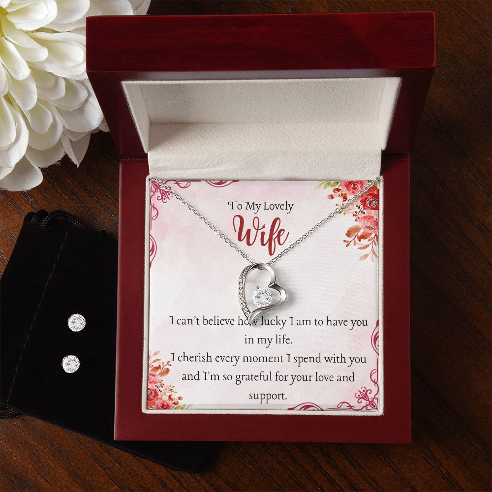 73 Forever Love Necklace and Cubic Zirconia Earring Set