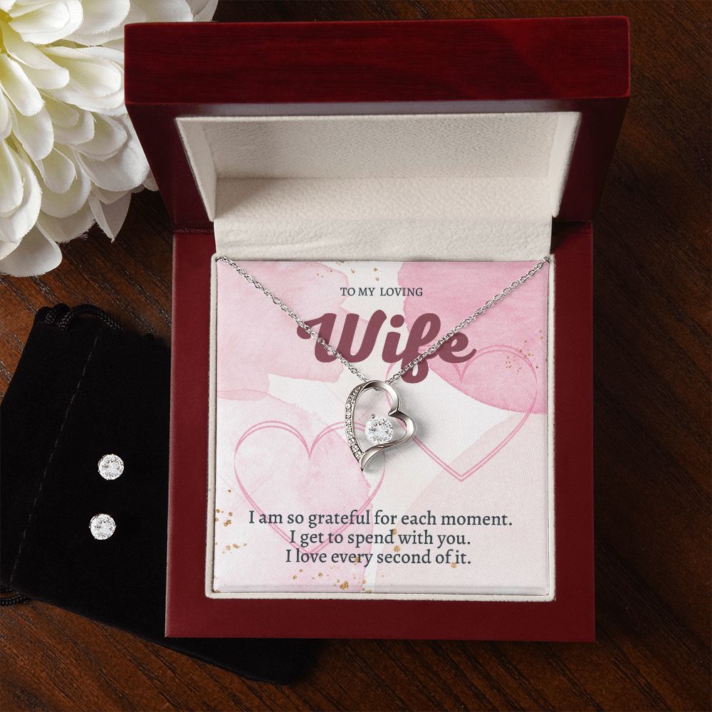 96 Forever Love Necklace and Cubic Zirconia Earring Set