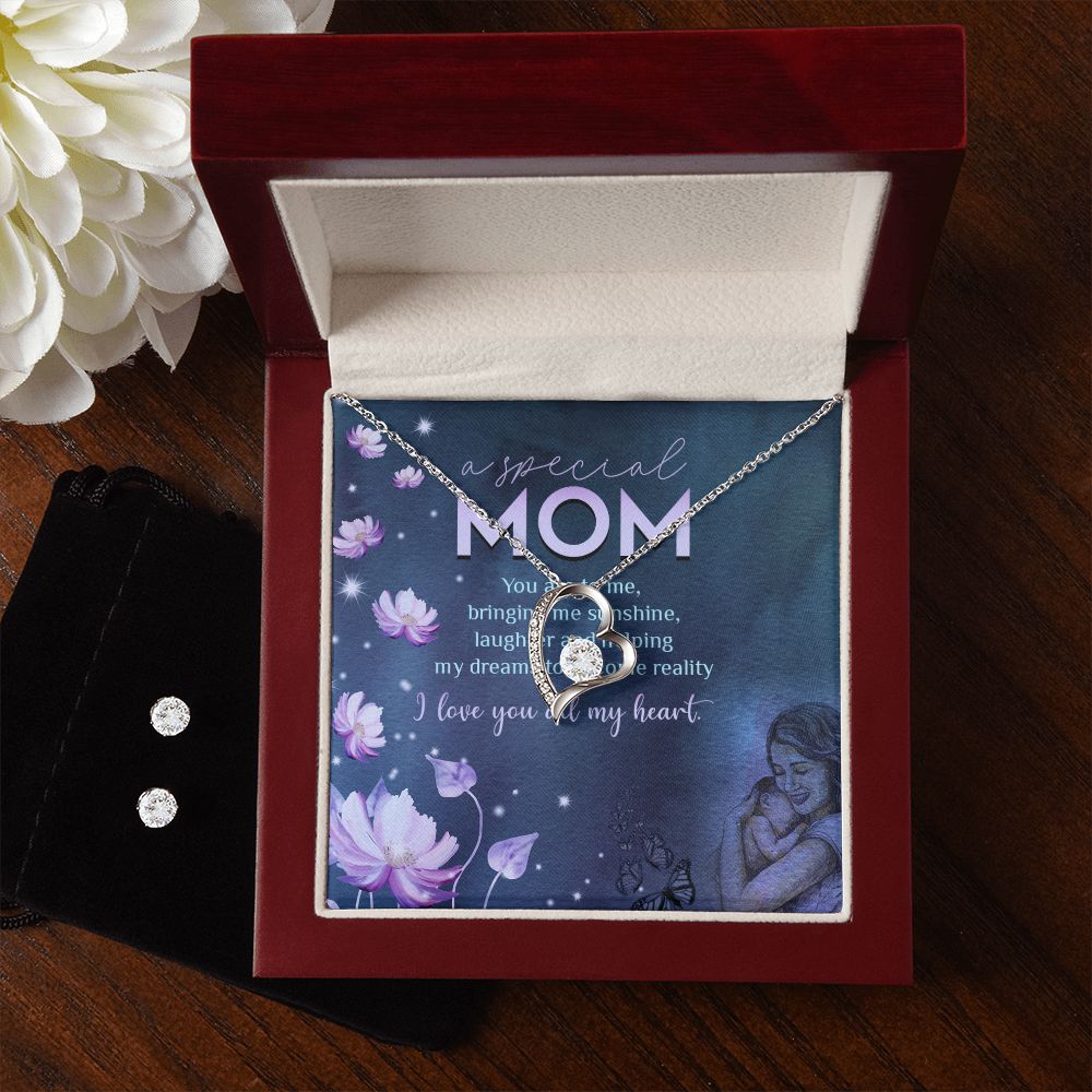 MA special Mother day - Forever Love Necklace and Cubic Zirconia Earring Set