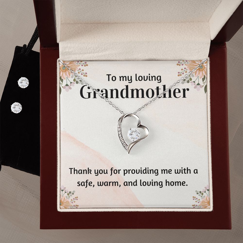 46 Forever Love Necklace and Cubic Zirconia Earring Set