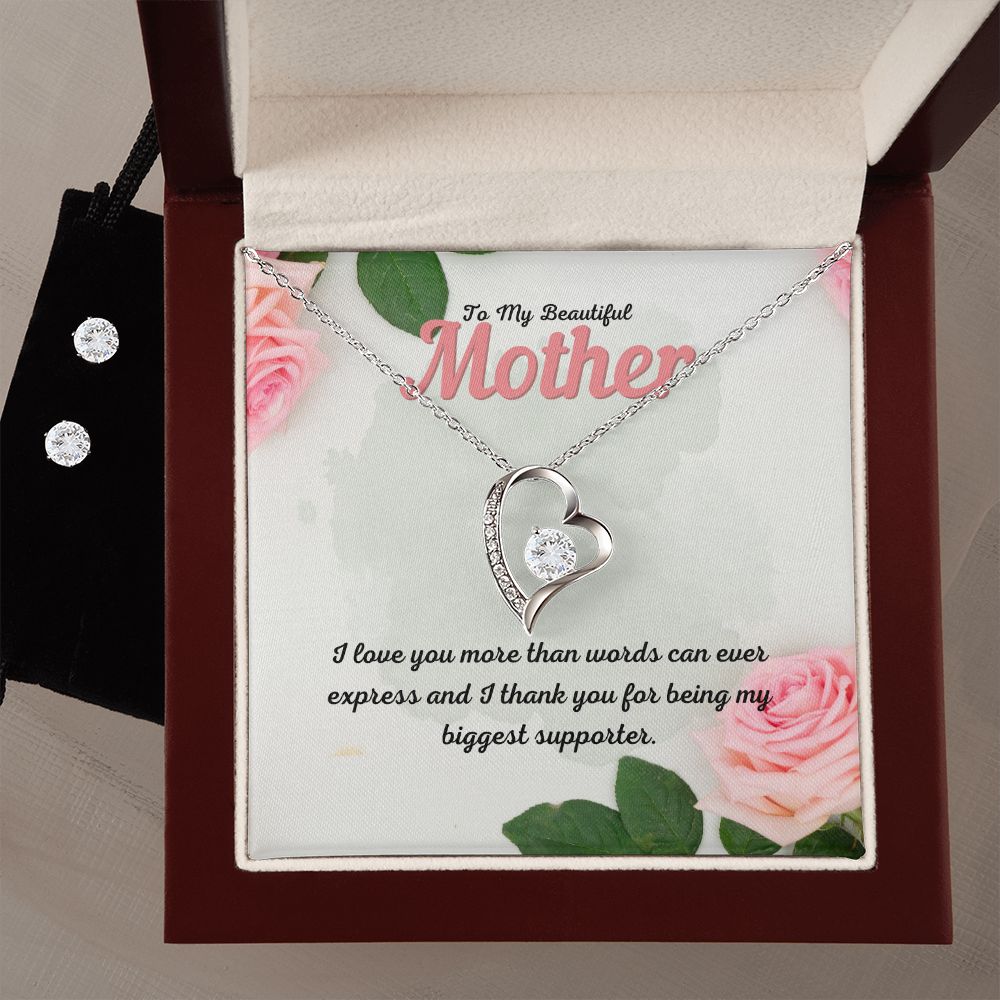 55 Forever Love Necklace and Cubic Zirconia Earring Set