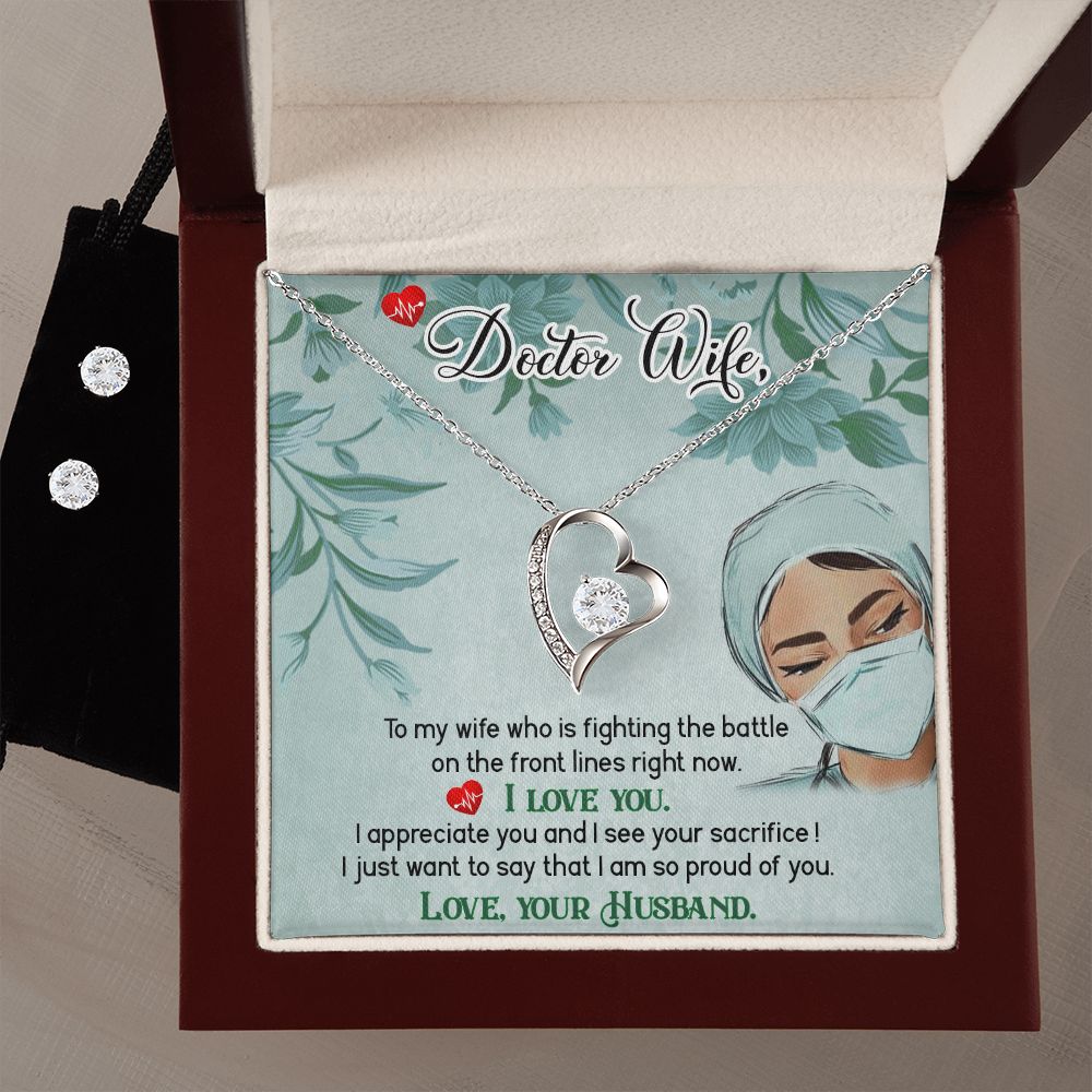 Doctor wife  Forever Love Necklace and Cubic Zirconia Earring Set