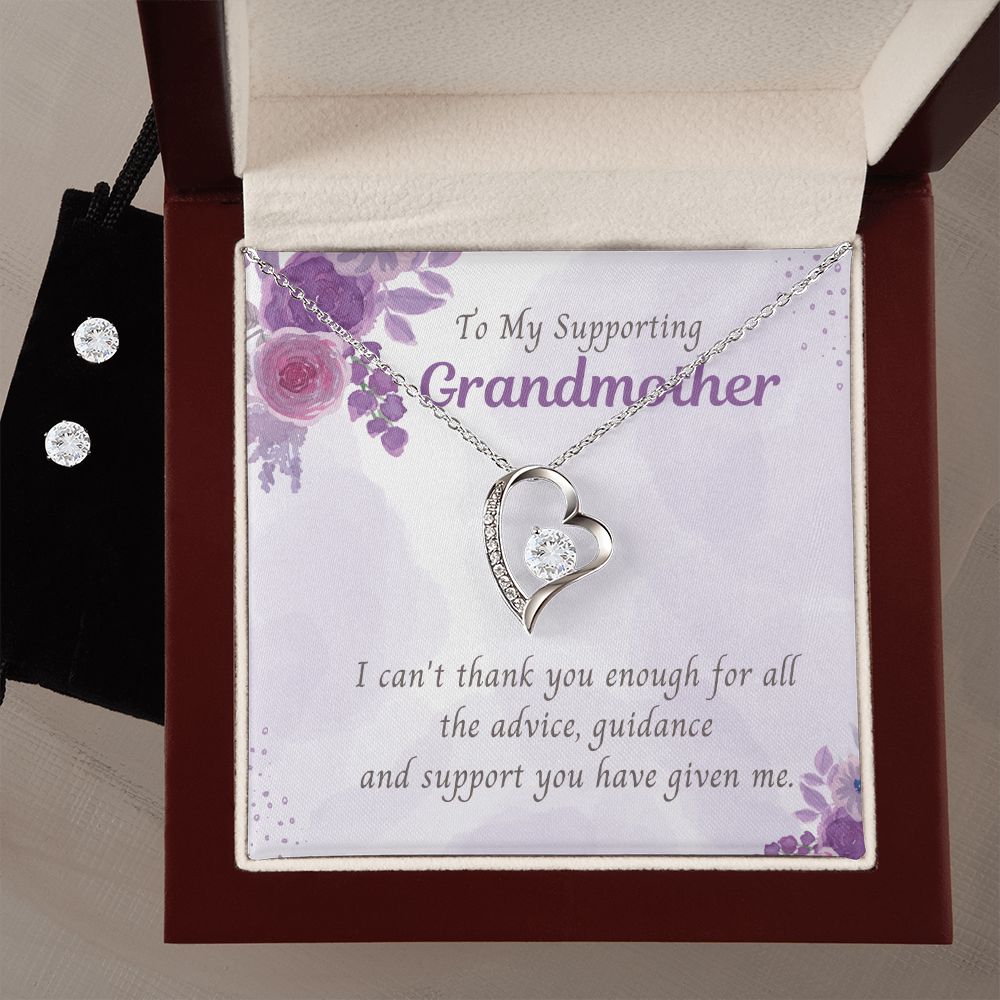 To My supporting Grandmother,  Forever Love Necklace and Cubic Zirconia Earring Set