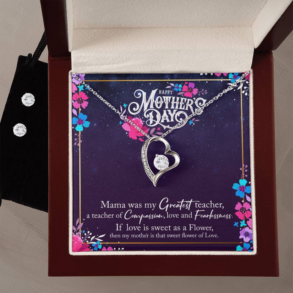 Mothers Day Forever Love Necklace and Cubic Zirconia Earring Set