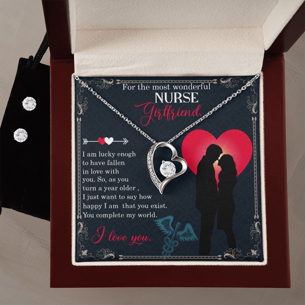 For the most wonderful nurse girlfriend Forever Love Necklace and Cubic Zirconia Earring Set