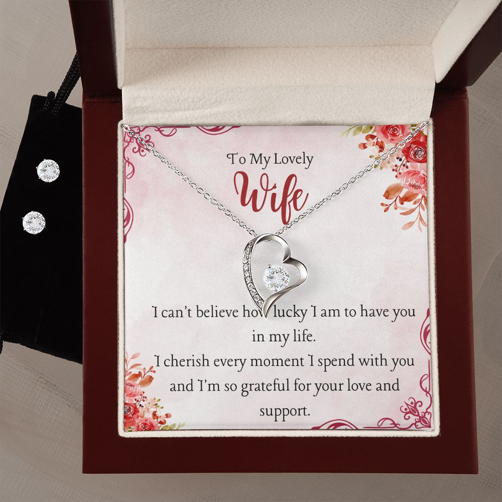 73 Forever Love Necklace and Cubic Zirconia Earring Set