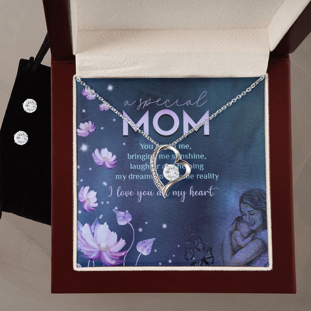 MA special Mother day - Forever Love Necklace and Cubic Zirconia Earring Set