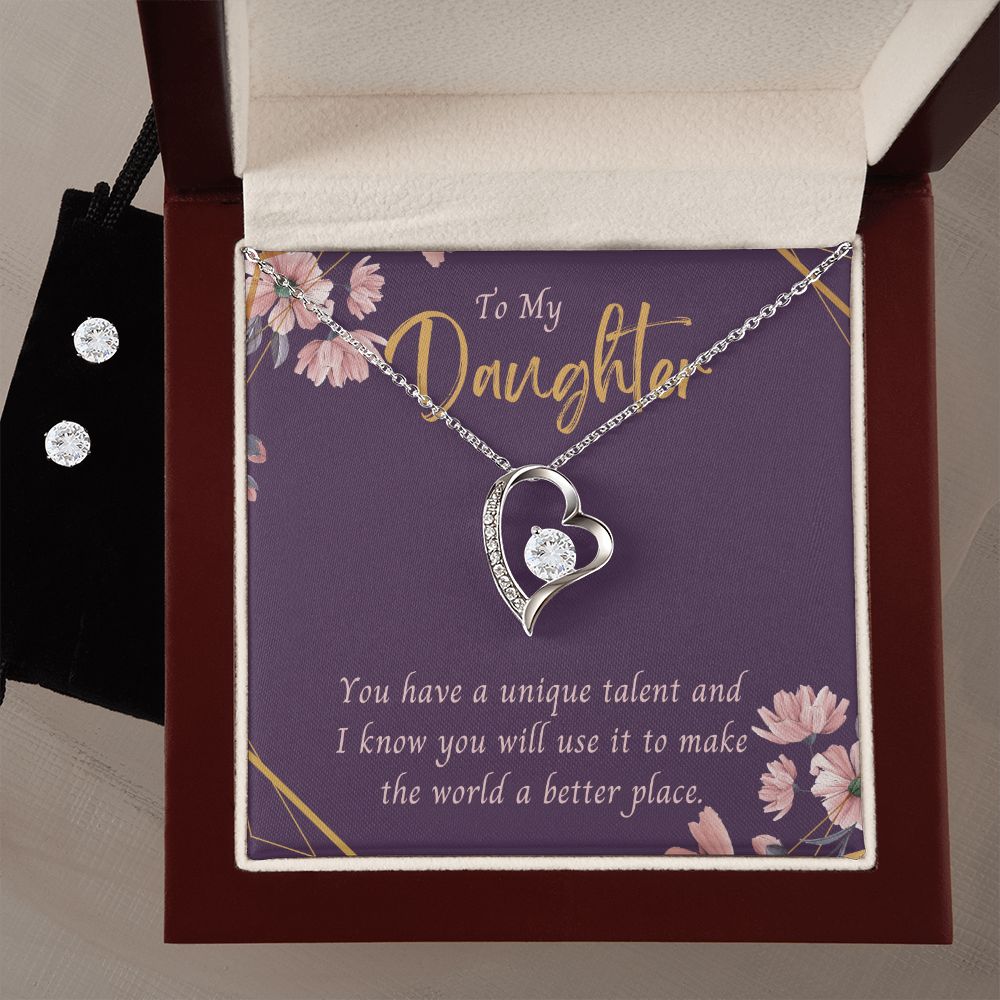 58 Forever Love Necklace and Cubic Zirconia Earring Set