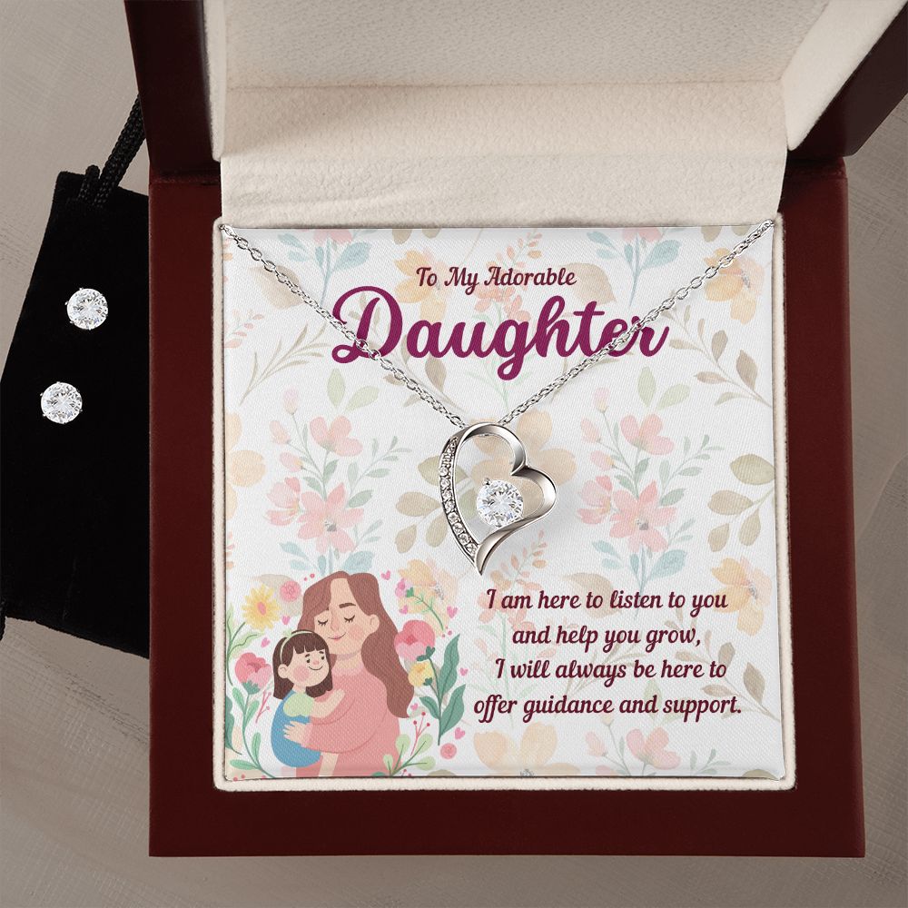 47 Forever Love Necklace and Cubic Zirconia Earring Set