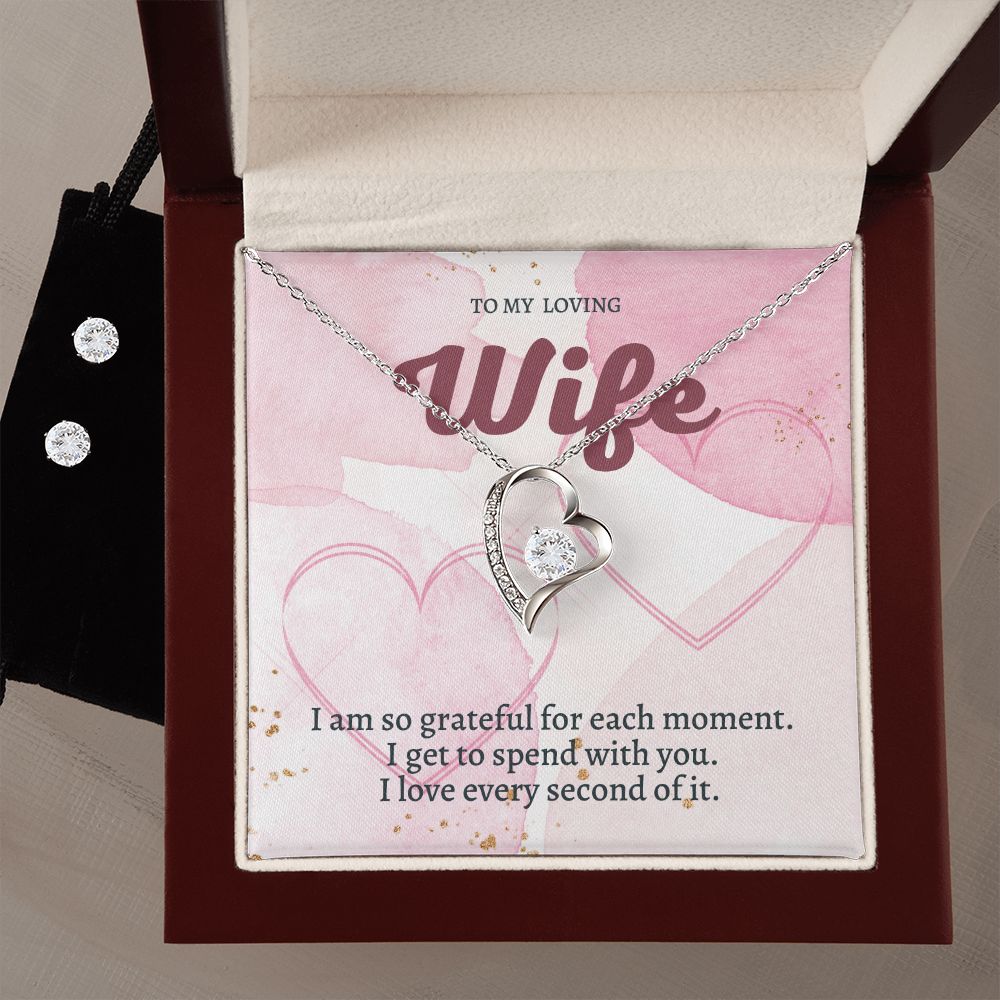 96 Forever Love Necklace and Cubic Zirconia Earring Set