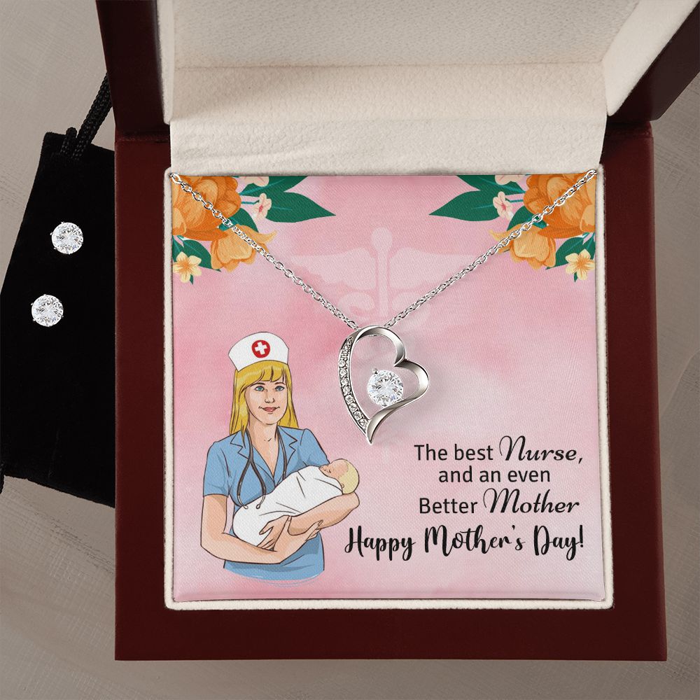 The best nurse and an even better mother - happy mother's day Forever Love Necklace and Cubic Zirconia Earring Set