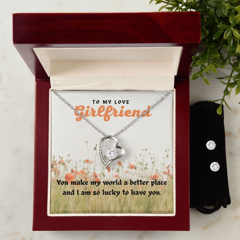 54 Forever Love Necklace and Cubic Zirconia Earring Set