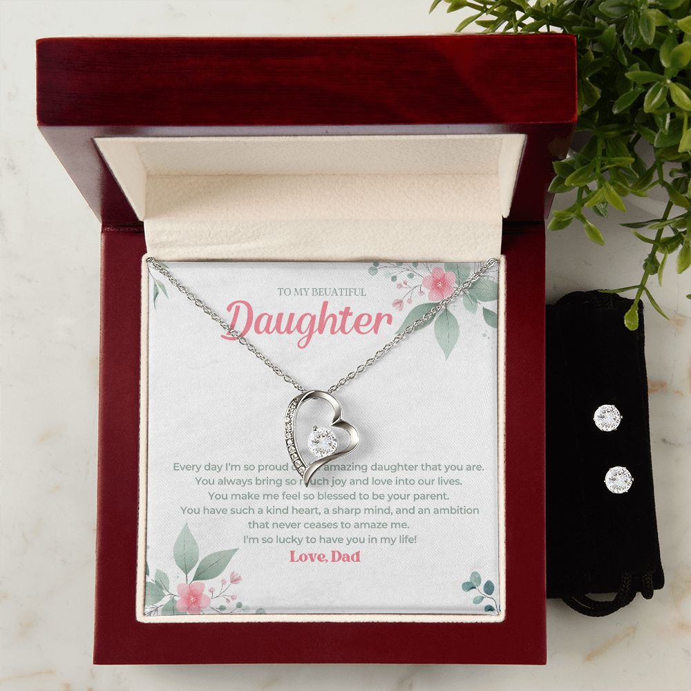 14 Forever Love Necklace and Cubic Zirconia Earring Set