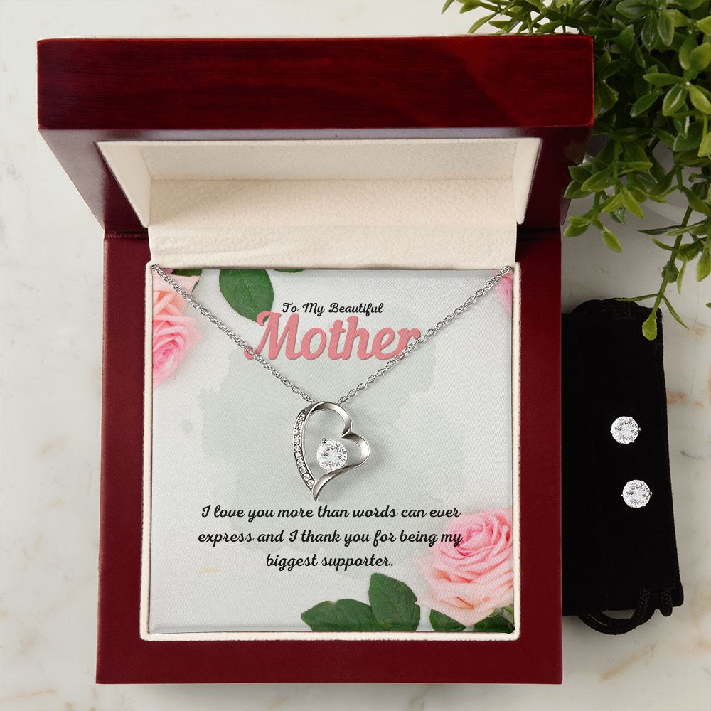 55 Forever Love Necklace and Cubic Zirconia Earring Set