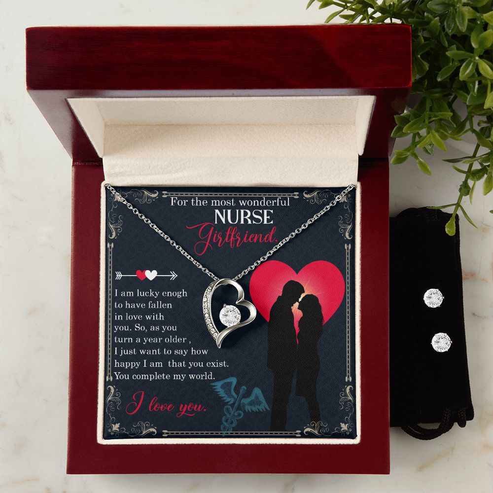 For the most wonderful nurse girlfriend Forever Love Necklace and Cubic Zirconia Earring Set
