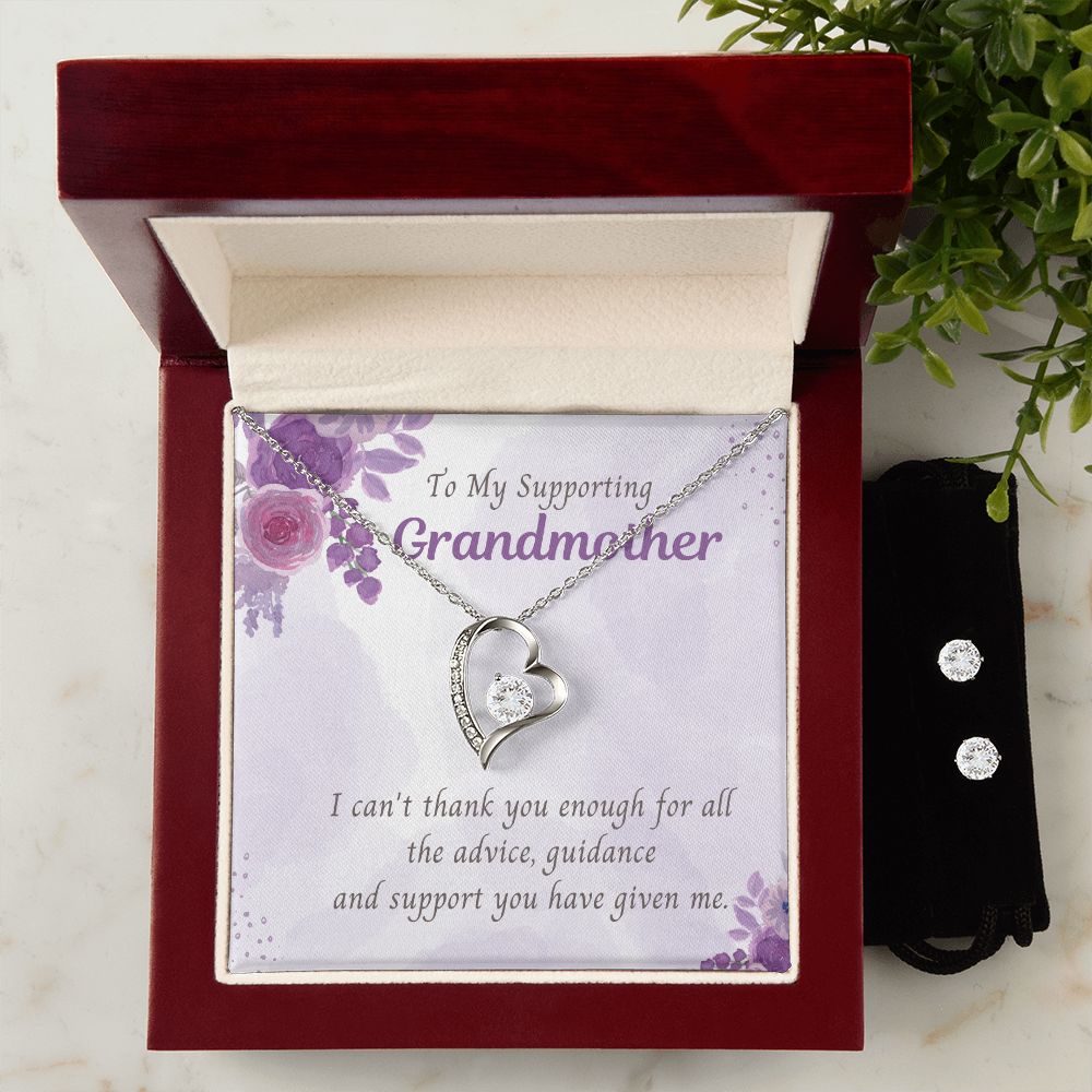 To My supporting Grandmother,  Forever Love Necklace and Cubic Zirconia Earring Set