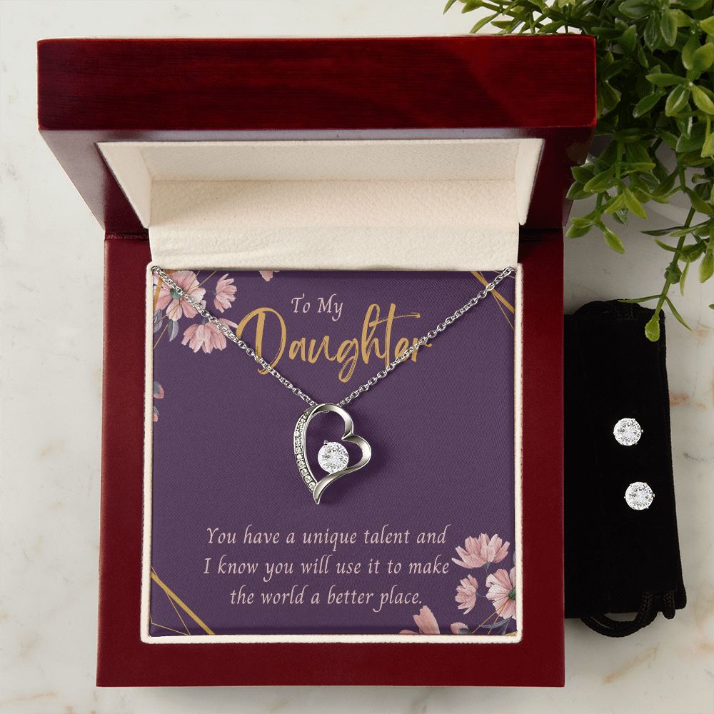 58 Forever Love Necklace and Cubic Zirconia Earring Set