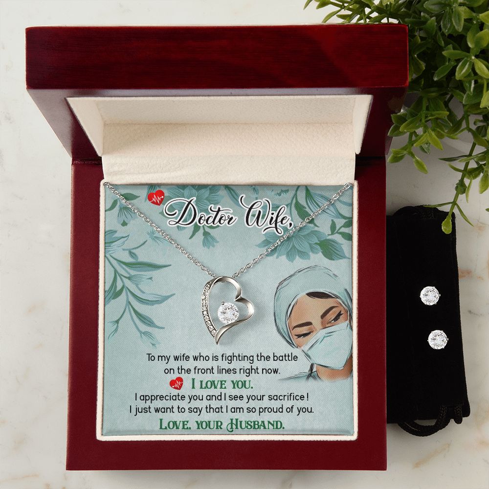 Doctor wife  Forever Love Necklace and Cubic Zirconia Earring Set