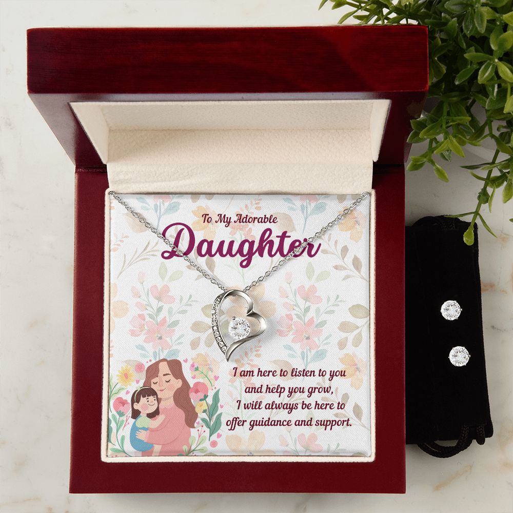 47 Forever Love Necklace and Cubic Zirconia Earring Set