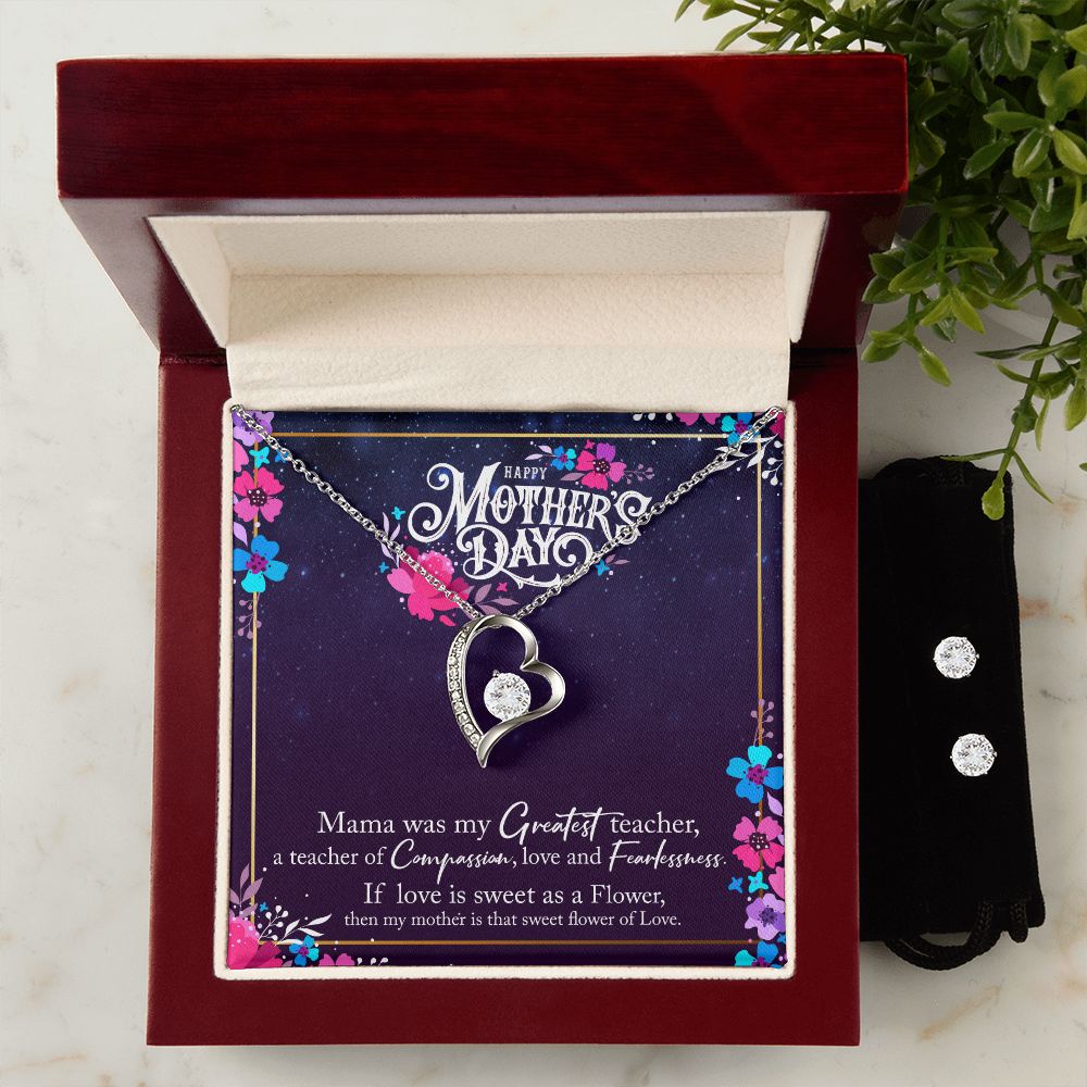 Mothers Day Forever Love Necklace and Cubic Zirconia Earring Set