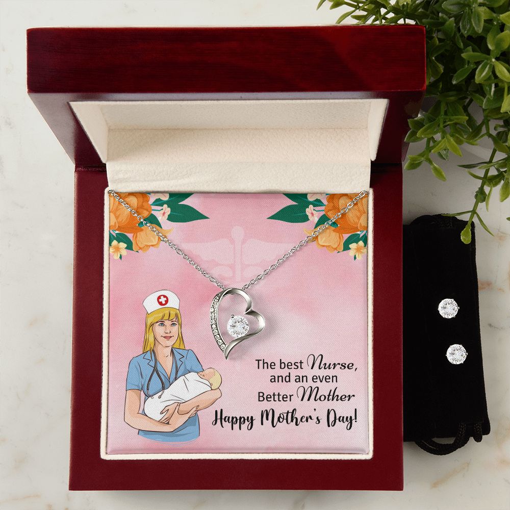 The best nurse and an even better mother - happy mother's day Forever Love Necklace and Cubic Zirconia Earring Set