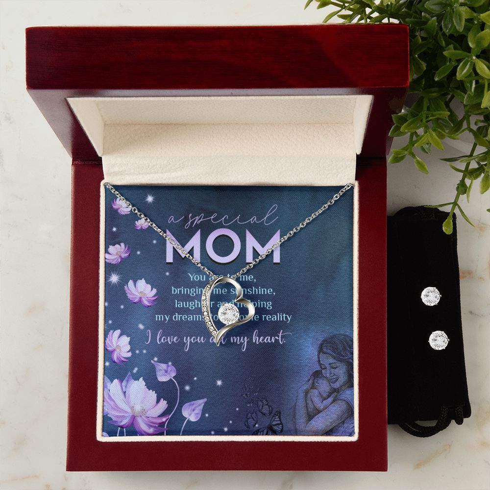 MA special Mother day - Forever Love Necklace and Cubic Zirconia Earring Set