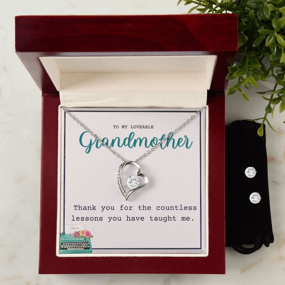 34 Forever Love Necklace and Cubic Zirconia Earring Set