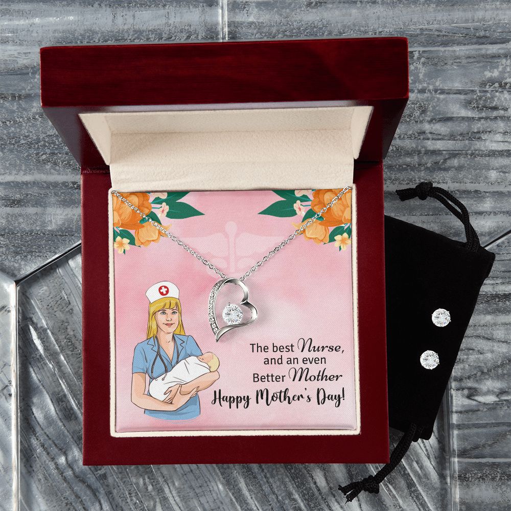 The best nurse and an even better mother - happy mother's day Forever Love Necklace and Cubic Zirconia Earring Set
