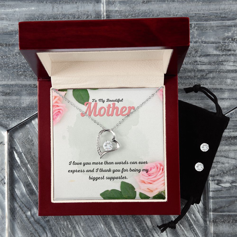 55 Forever Love Necklace and Cubic Zirconia Earring Set