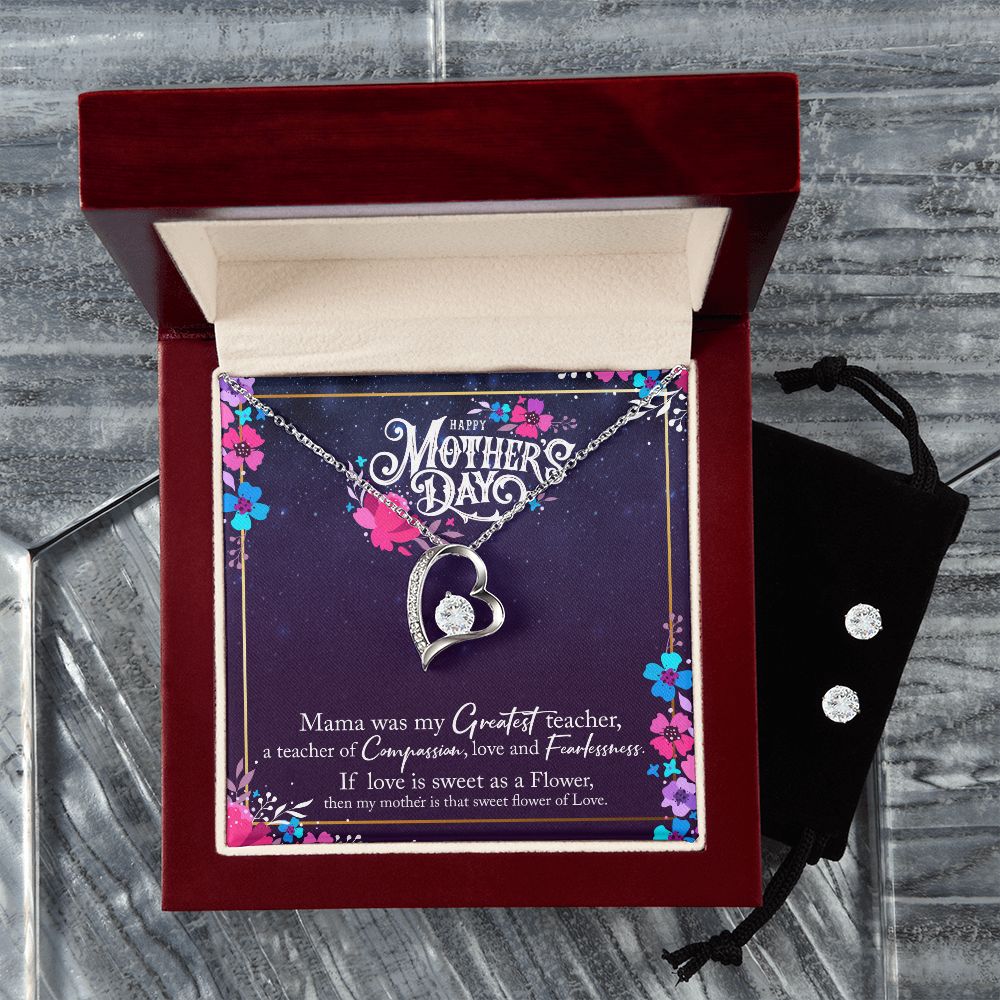 Mothers Day Forever Love Necklace and Cubic Zirconia Earring Set