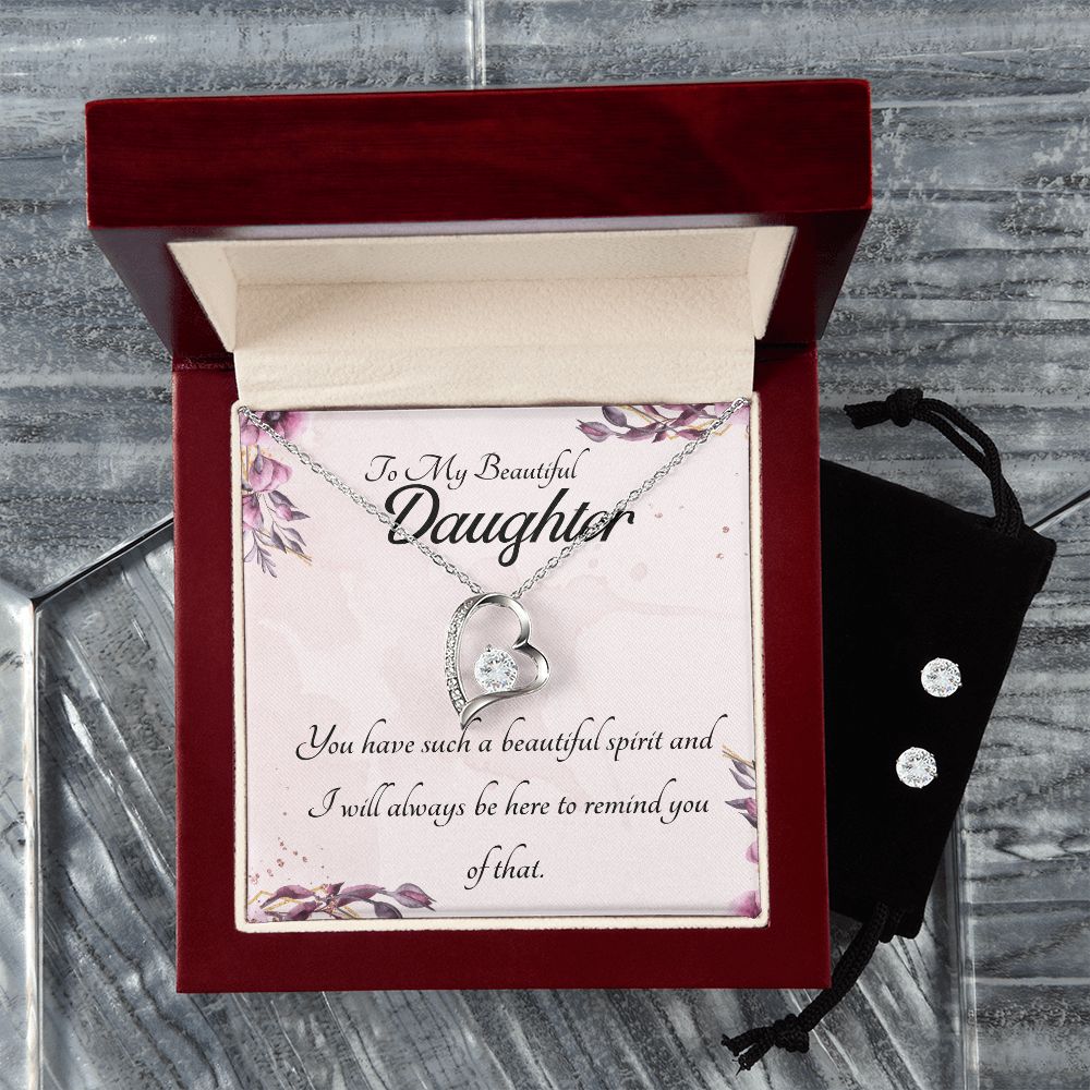 To My beautiful Daughter, you have such a beautiful spirit Forever Love Necklace and Cubic Zirconia Earring Set
