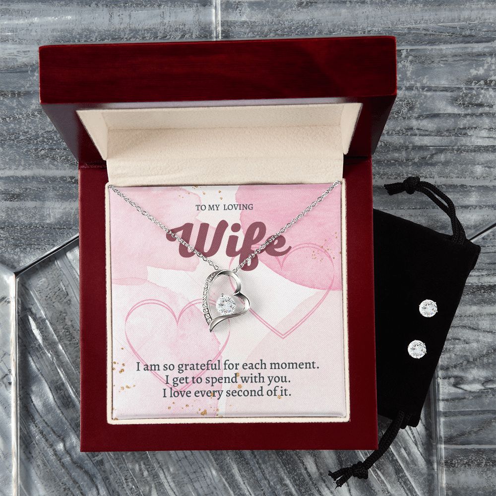 96 Forever Love Necklace and Cubic Zirconia Earring Set