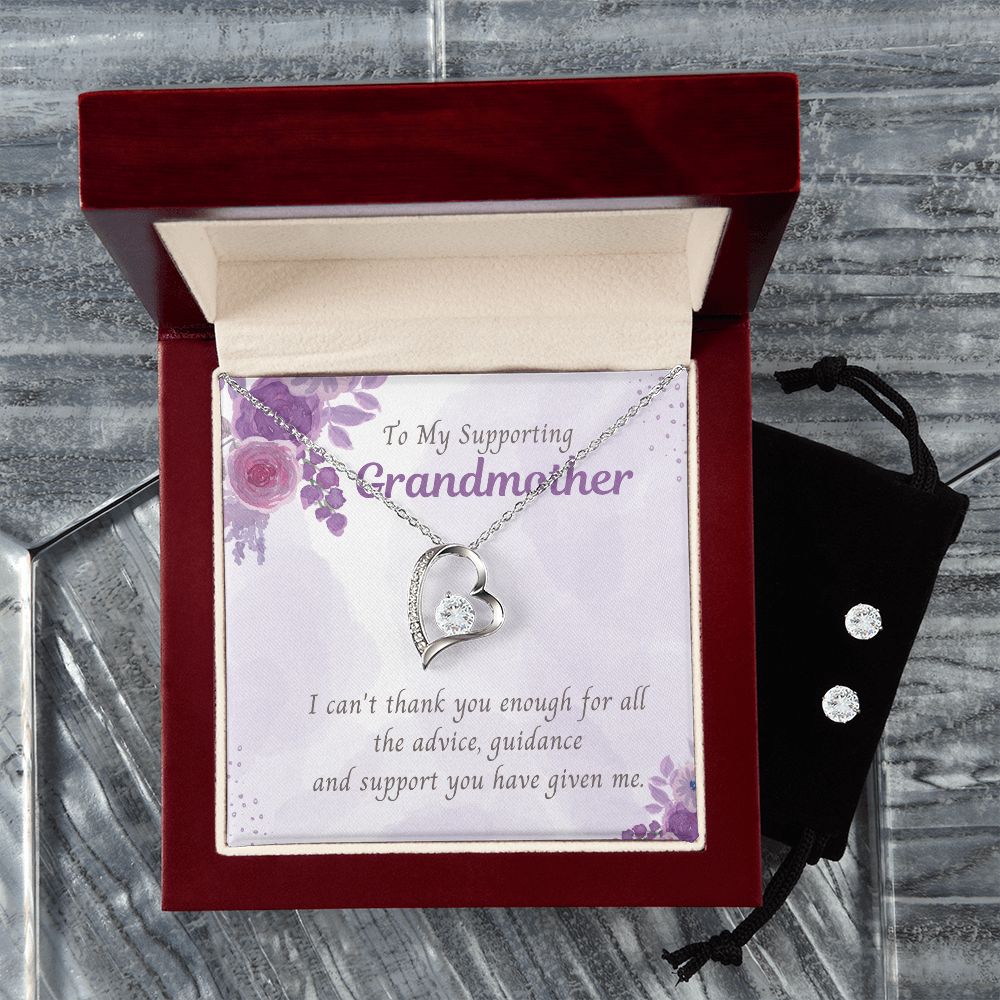 To My supporting Grandmother,  Forever Love Necklace and Cubic Zirconia Earring Set
