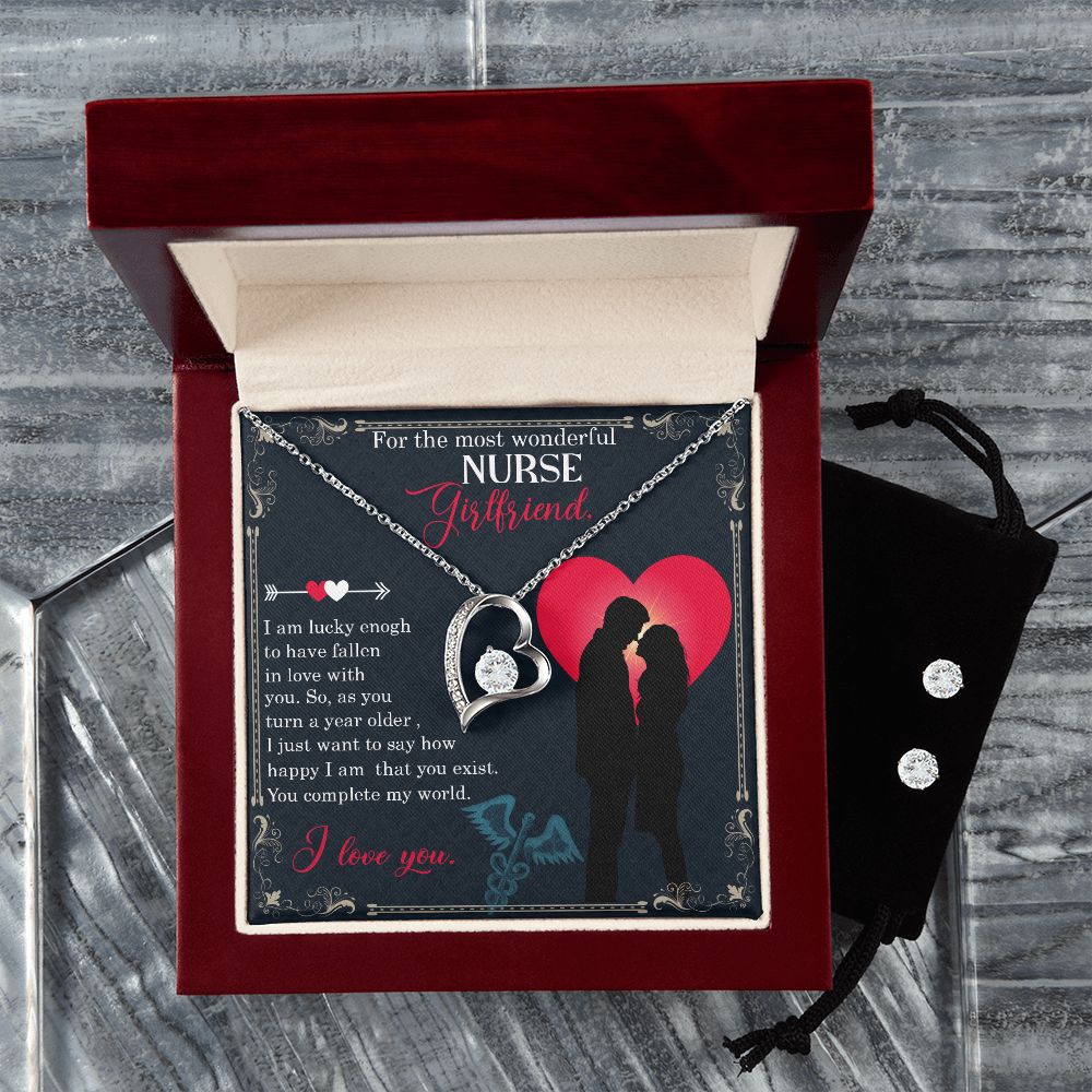 For the most wonderful nurse girlfriend Forever Love Necklace and Cubic Zirconia Earring Set