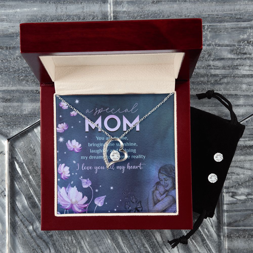 MA special Mother day - Forever Love Necklace and Cubic Zirconia Earring Set