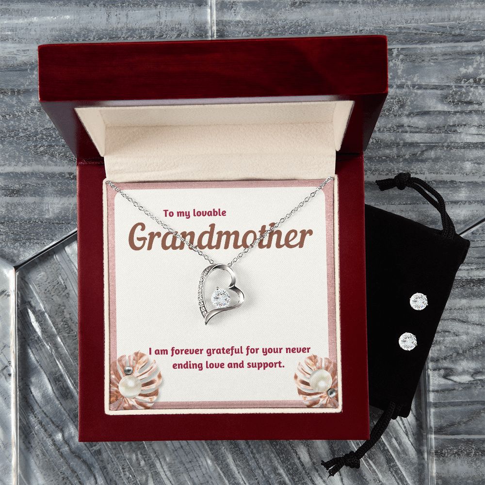 80 Forever Love Necklace and Cubic Zirconia Earring Set