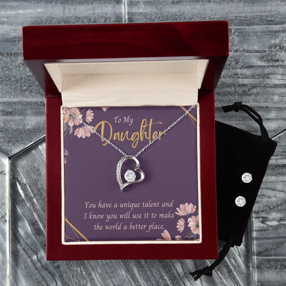 58 Forever Love Necklace and Cubic Zirconia Earring Set