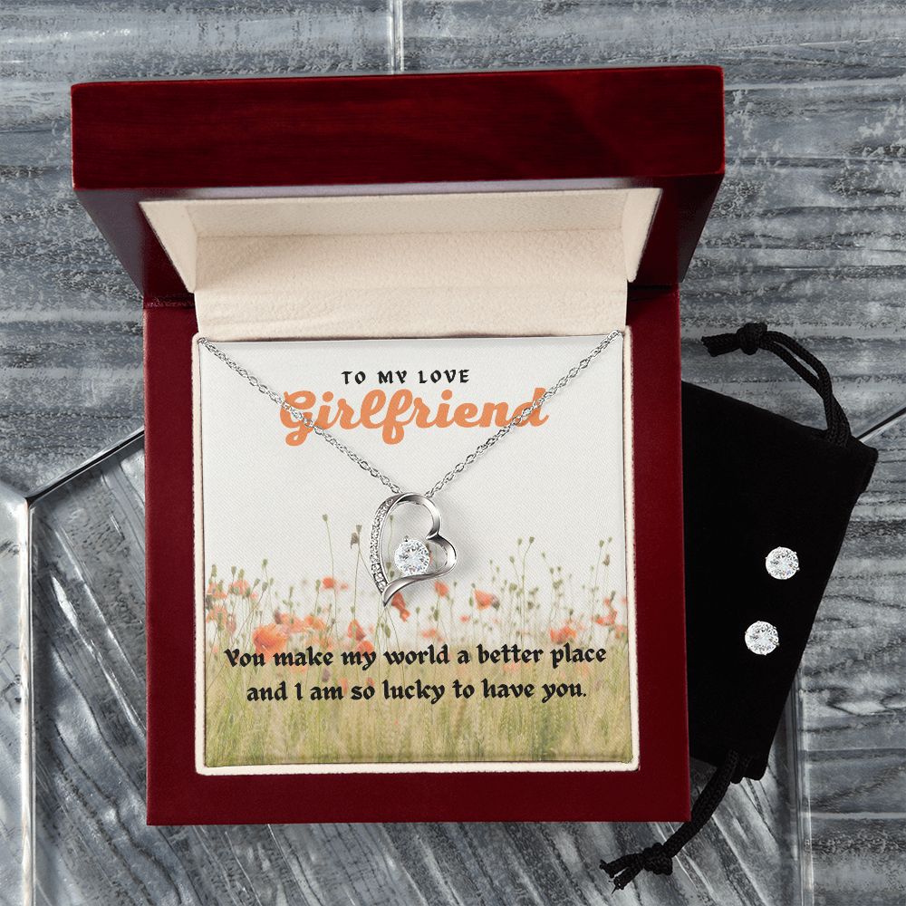 54 Forever Love Necklace and Cubic Zirconia Earring Set